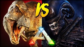 Ark Dino Battle Scenarios  TYRANNOSAURUS VS XENOMORPH [upl. by Madalyn]