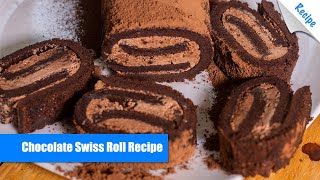 Homemade Chocolate Swiss Roll Recipe  English [upl. by Bailey]