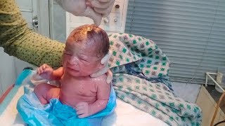 New born baby very beautiful came with vernix clean with baby oil in great way baby is nice💙🥰😍 [upl. by Eyahs]