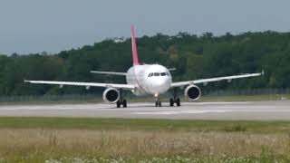 Air Arabia Airbus A320 landing amp takeoff at Basel EuroAirport [upl. by Mindi]