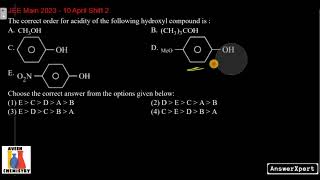 The correct order for acidity for the follwoing hydroxyl compound is [upl. by Nanor636]