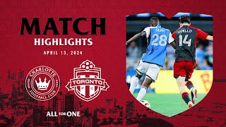 MATCH HIGHLIGHTS  Toronto FC at Charlotte FC  April 13 2024 [upl. by Melisent]