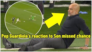 Pep Guardiolas reaction to Sons missed chance was so dramatic 😂 [upl. by Aroon6]