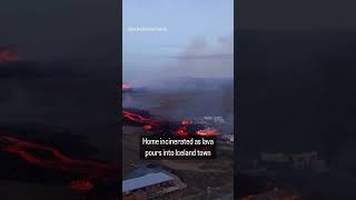 House incinerated as lava pours into Iceland town [upl. by Lua]