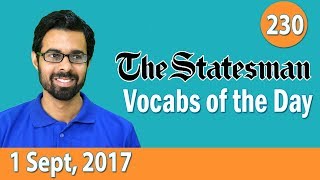 ✅ The Statesman Vocabulary 1 Sept 2017  Learn 10 New Words with Tricks  Day230 [upl. by Lebna]