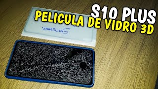 S10 Plus como aplicando película de vidro 3D com o furo do Sensor De Biometria [upl. by Nonnek]