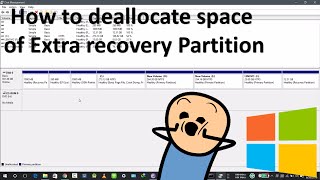 how to deallocate space of Extra recovery Partition tutorial Windows [upl. by Ydac]