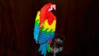 How to make a paper macaw parrot 3D origami tutorial instruction [upl. by Cicenia860]