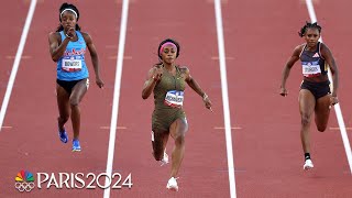 ShaCarri Richardson stumbles recovers then storms to 100m heat win at Olympic Trials  NBC Sports [upl. by Lacombe362]