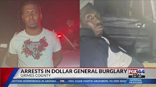 Two arrested in Grimes County Dollar General burglary [upl. by Enirual991]