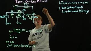 Circuits 1  Ideal Opamp Example [upl. by Ardnayek813]