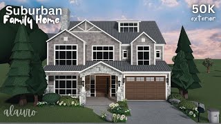 Suburban Family Home  50K Exterior  Bloxburg Speed Build [upl. by Tansy]