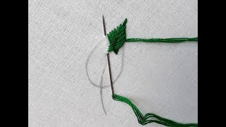 Hand embroidery Fishbone leaf stitch  Fishbone stitch tutorial [upl. by Eveleen]