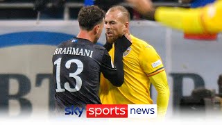 Kosovo players walk off the pitch resulting in a suspended Nations League match against Romania [upl. by Maiocco592]