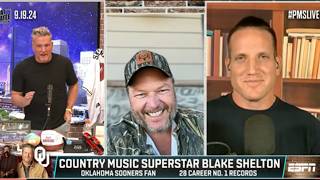 Blake Shelton on joining College GameDay Cardinals fandom  Travis amp Taylor  The Pat McAfee Show [upl. by Armillda]