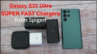 Galaxy S22 Ultra FAST Chargers 45W 65W 120W Spigen Chargers [upl. by Aruol907]