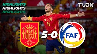 HIGHLIGHTS  España 50 Andorra  UEFA Amistoso Internacional  TUDN [upl. by Hausner]