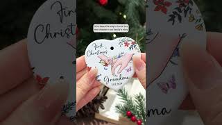 First Christmas As Grandma  Personalized Heart Shaped Ceramic Ornament [upl. by Yhtrod928]