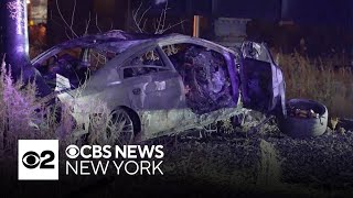 Six killed when car crashes into New Jersey freeway column [upl. by Leone]