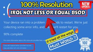 IRQL NOT LESS OR EQUAL BSOD FIX [upl. by Upshaw]