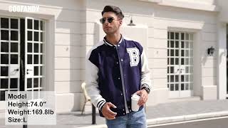 Mens Varsity Jacket Wool Blend Letterman Bomber Jacket [upl. by Close]