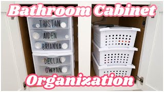 BATHROOM CABINET ORGANIZATION  SMALL BATHROOM ORGANIZATION [upl. by Barcellona206]