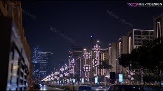 Palm Jumeirah Festive Motif Lights New Year 2024 Dubai UAE [upl. by Ahcirt]