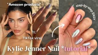 Kylie Jenner summer nail tutorial using AMAZON products  gel nail stepbystep EASY [upl. by Sherburne674]