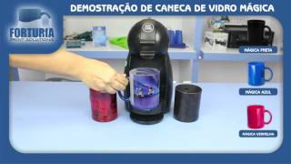 Demonstração Caneca de Vidro Mágica  Preta Vermelha e Azul [upl. by Narih595]