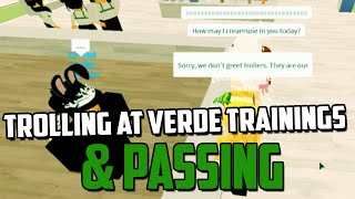 TROLLING AT VERDE TRAININGS amp PASSING ROBLOX TROLLING [upl. by Vladimir202]