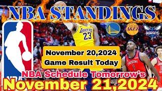 NBA STANDINGS TODAY November 20 2024  GAME RESULTS  NBA SCHEDULE November 21 2024 nbastanding [upl. by Iveel]