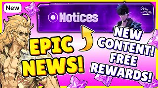 GOOD NEWS UPDATE NOTICE INFO FREE SUMMONS amp SO MUCH NEW CONTENT Solo Leveling Arise [upl. by Argyres]