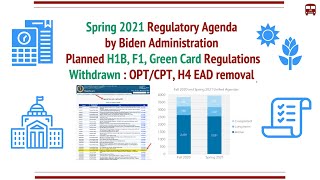 Spring 2021 Regulatory Agenda H1B H4 EAD F1 Green Card items by Biden Administration [upl. by Attenborough710]