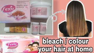 how to bleachcolour your hair at home with fembleach cream Highlight your hair at home [upl. by Justen]