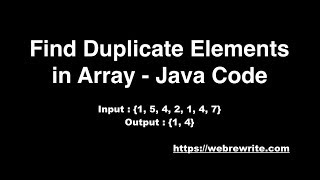 Print Duplicate Elements in Array  Java Code [upl. by Lamrert154]