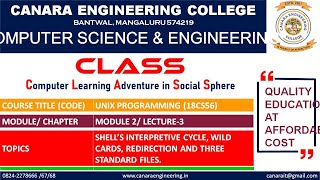 VTU UP 18CS56 UNIX PROGRAMMINGShells interpretive cycle wild cards three standard filesM2 L3 [upl. by Winslow]