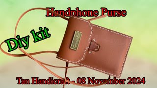 Tutorial ke 1672  Diy kit Sewing Handphone Purse Leather Craft [upl. by Lebama]