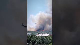 FIREFIGHTING PLANE DROPPING FIRE RETARDANT NEAR BUSHFIRE [upl. by Sanalda649]