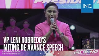 VP Leni Robredos miting de avance speech [upl. by Terryn]