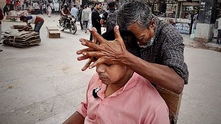 The cosmic massage 💫  Old Man Amazing Head massage  Mohammad Waris Barber [upl. by Enylhsa]