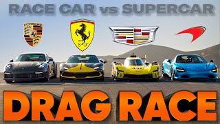 Cadillacs Le Mans Car Races Ferrari 296 McLaren 750S 911 Turbo S — Cammisa Ultimate Drag Race [upl. by Sperry923]