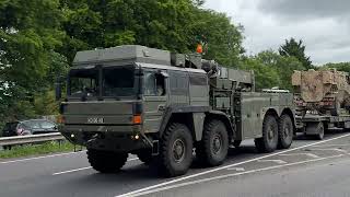 British Army MAN SX45 Recovery Vehicle towing a Foxhound [upl. by Ardel]