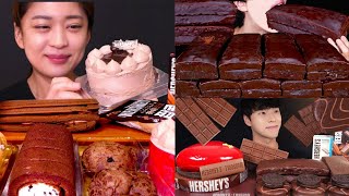 SATISFYING HERSHEYS CHOCOLATE CAKE MUKBANG [upl. by Eyram]