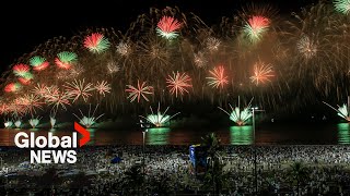 New Year’s 2024 Rio de Janeiro celebrates with spectacular fireworks show at Copacabana Beach [upl. by Conrado776]