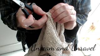 Unraveling a Sweater for Spinning into Yarn [upl. by Ytsirhc]