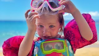 Family BEACH routine  Adley and Dad build a Princess Sand Castle in Hawaii [upl. by Bowe]