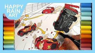 How to Color LIGHTNING McQUEEN lost control before the crash from CARS 3 Movie Clip All Trailers [upl. by Anilrahc]