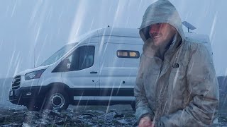 HEAVY RAINSTORM Camping in my VAN  Alaska Van Living [upl. by Thevenot]