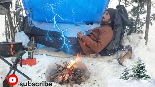 Slow camping in heavy snowfall  deep forest in Kashmir [upl. by Mighell]