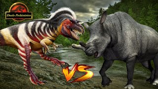 Gorgosaurus VS Megacerops  Duelo Prehistórico Definitivo [upl. by Aislehc]